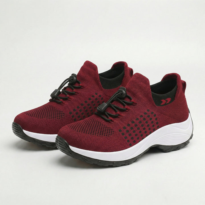 Zapatos ortopédicos Ambulo de tejido de punto - Negro Rojo