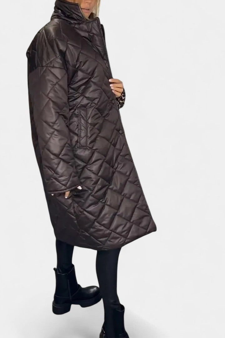 Ofira Abrigo Acolchado Reversible con Forro de Leopardo