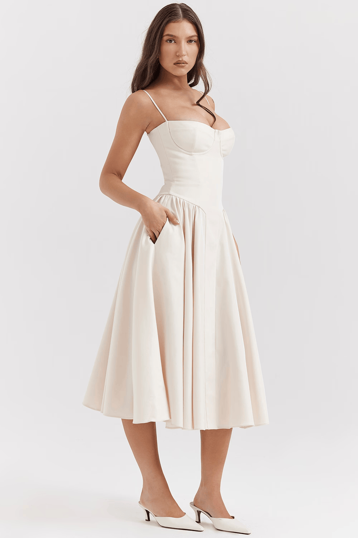 Felicity Vestido Midi Corsé Sin Mangas