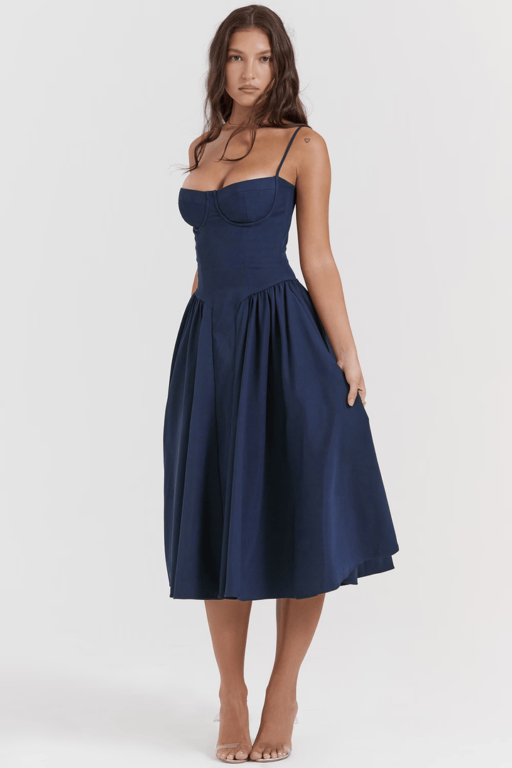 Felicity Vestido Midi Corsé Sin Mangas