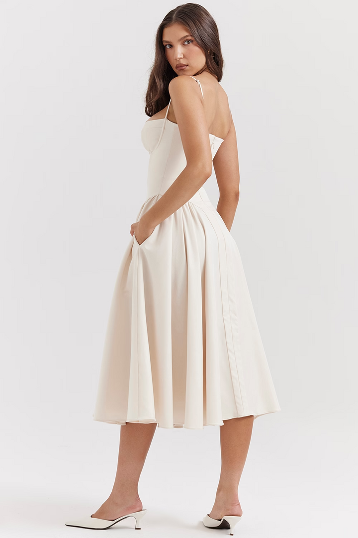 Felicity Vestido Midi Corsé Sin Mangas