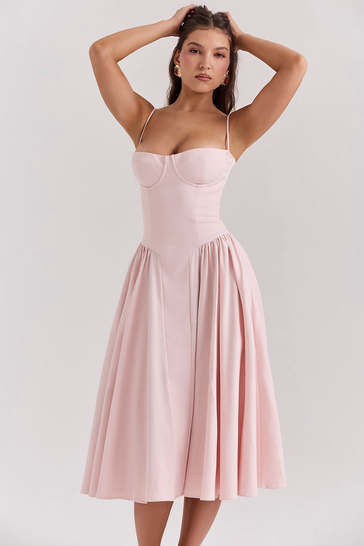 Felicity Vestido Midi Corsé Sin Mangas