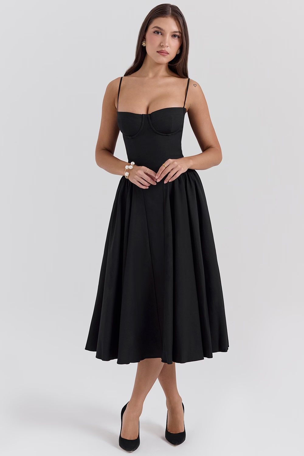 Felicity Vestido Midi Corsé Sin Mangas