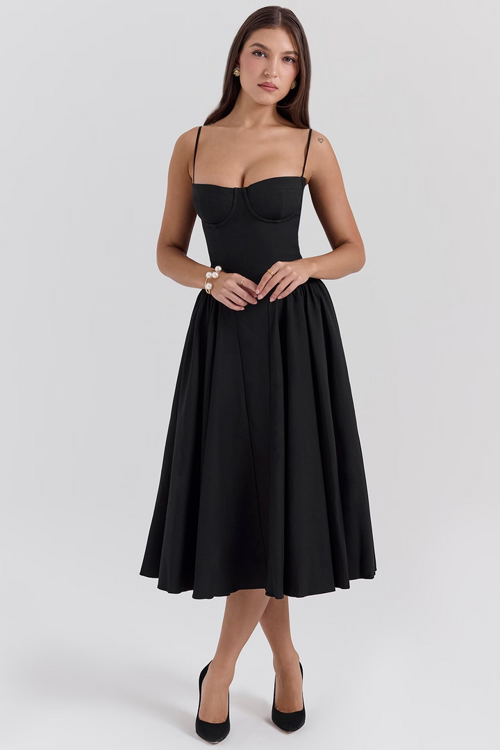 Felicity Vestido Midi Corsé Sin Mangas