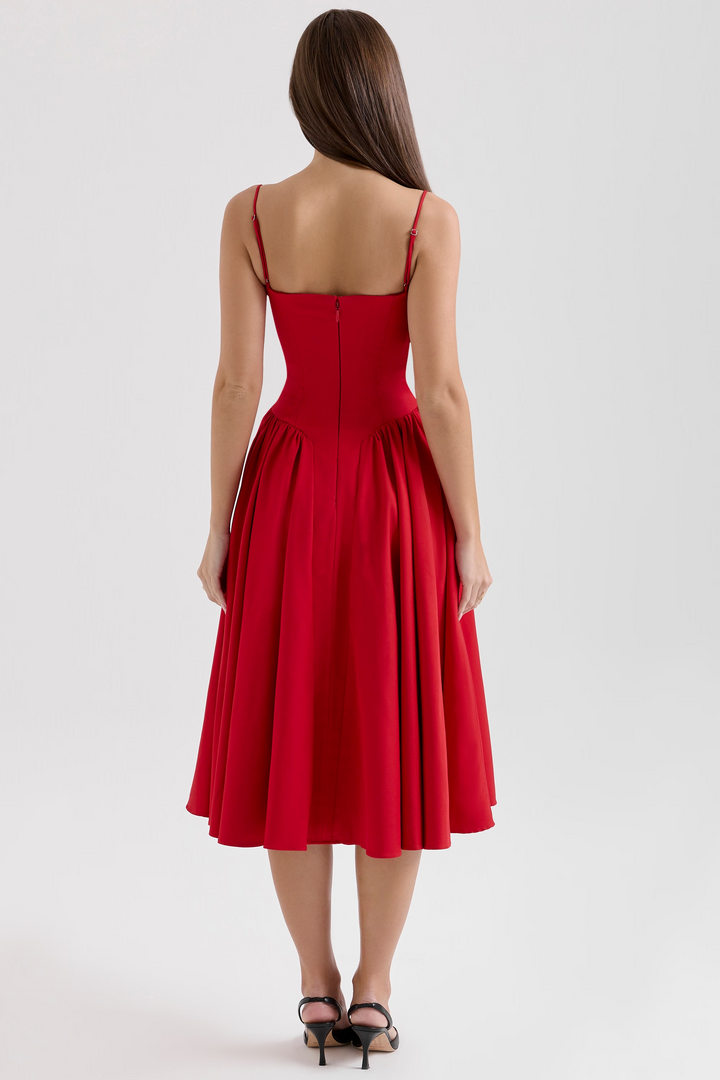 Felicity Vestido Midi Corsé Sin Mangas