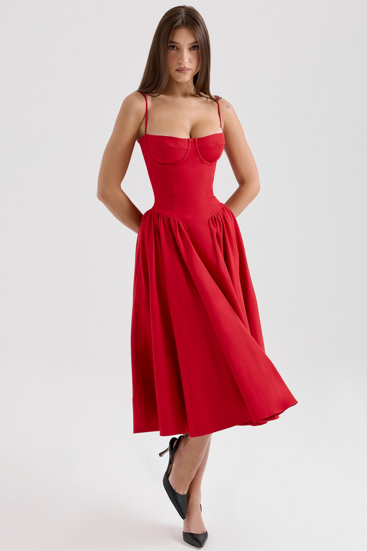 Felicity Vestido Midi Corsé Sin Mangas