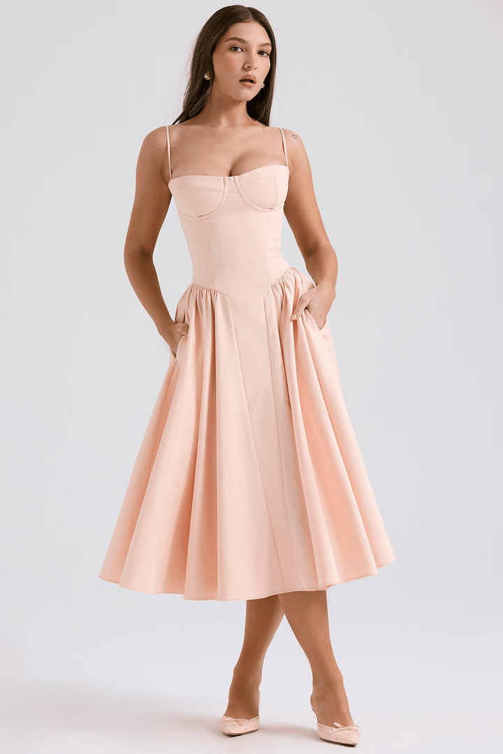 Felicity Vestido Midi Corsé Sin Mangas