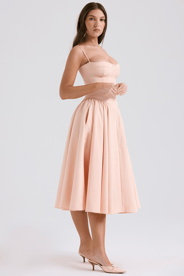 Felicity Vestido Midi Corsé Sin Mangas