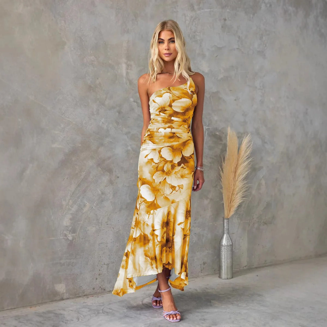 Sigrid | Vestido Midi con Escote Asimétrico para Mujeres