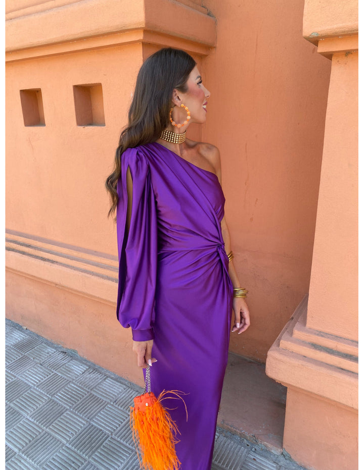 Berenice | Vestido Midi de Manga Larga con Un Hombro para Mujeres