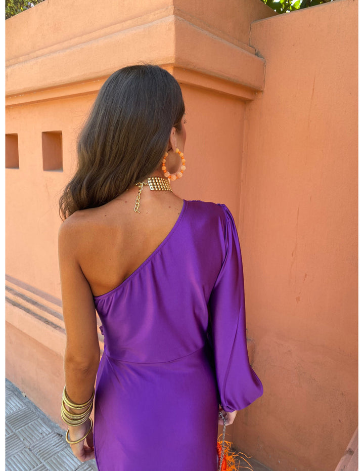 Berenice | Vestido Midi de Manga Larga con Un Hombro para Mujeres
