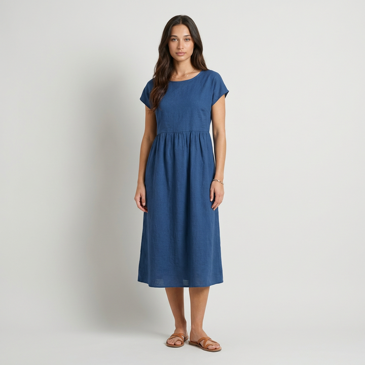 Chira Vestido midi con mangas cortas