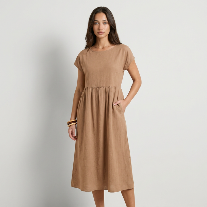 Chira Vestido midi con mangas cortas