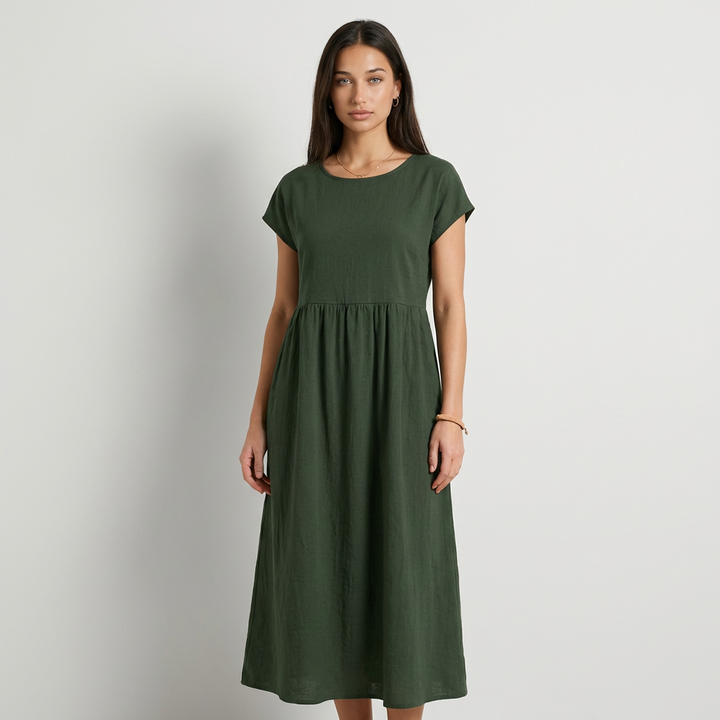 Chira Vestido midi con mangas cortas
