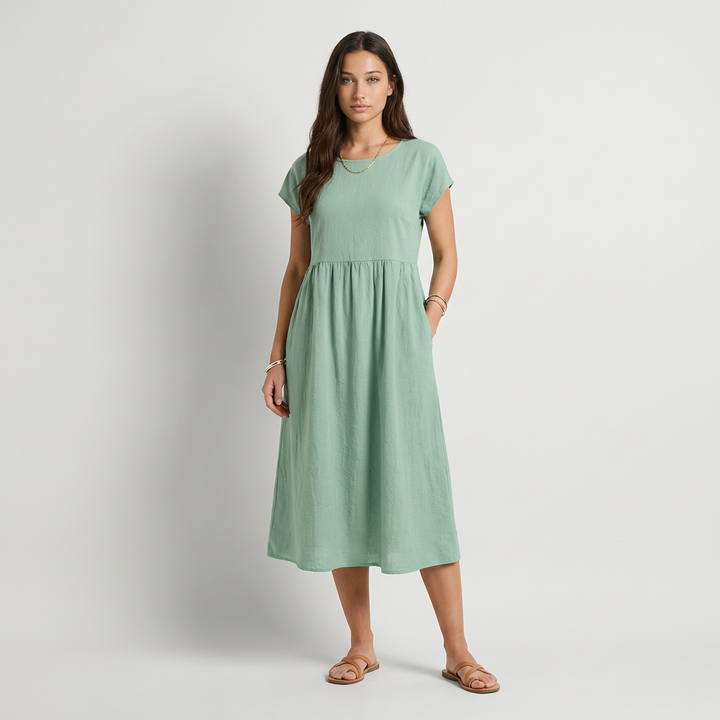 Chira Vestido midi con mangas cortas
