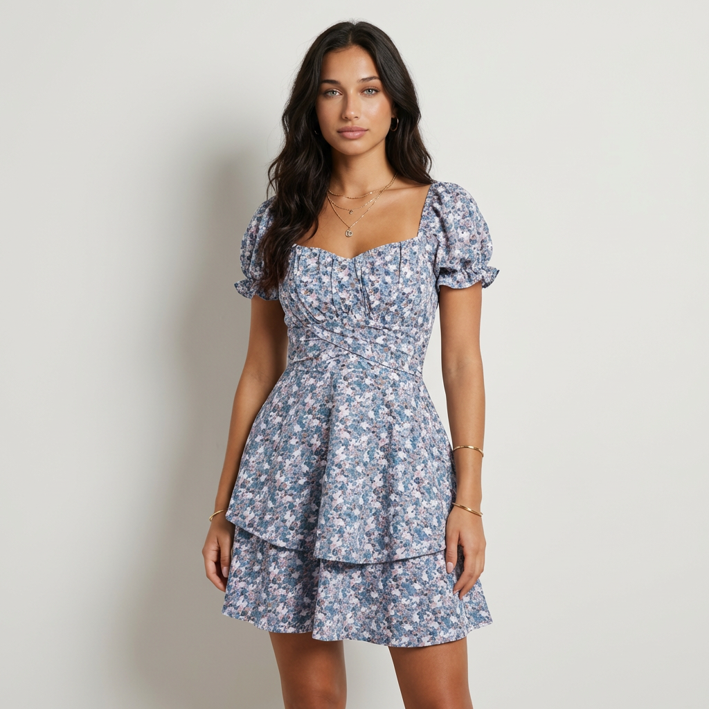 Luciana Vestido Mini Floral Cruzado