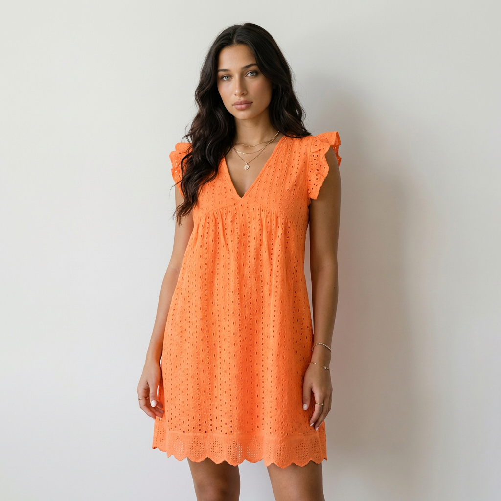 Elena Vestido Mini Bordado Inglés