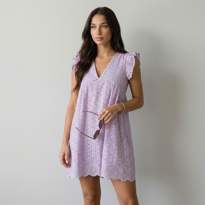 Elena Vestido Mini Bordado Inglés