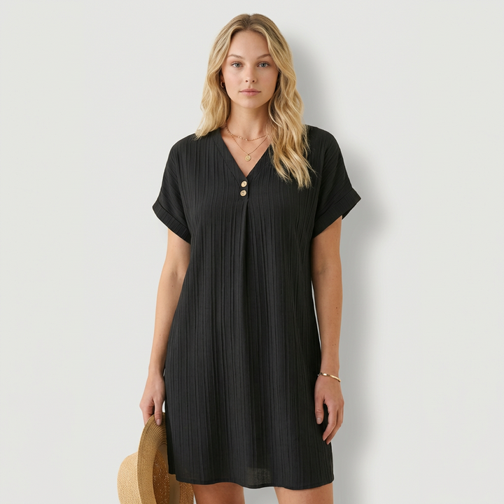 Delia Vestido con escote en V y detalles con botones