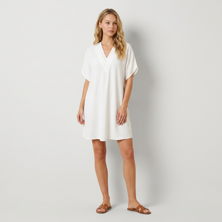 Mirabela Elegante vestido con escote en V drapeado