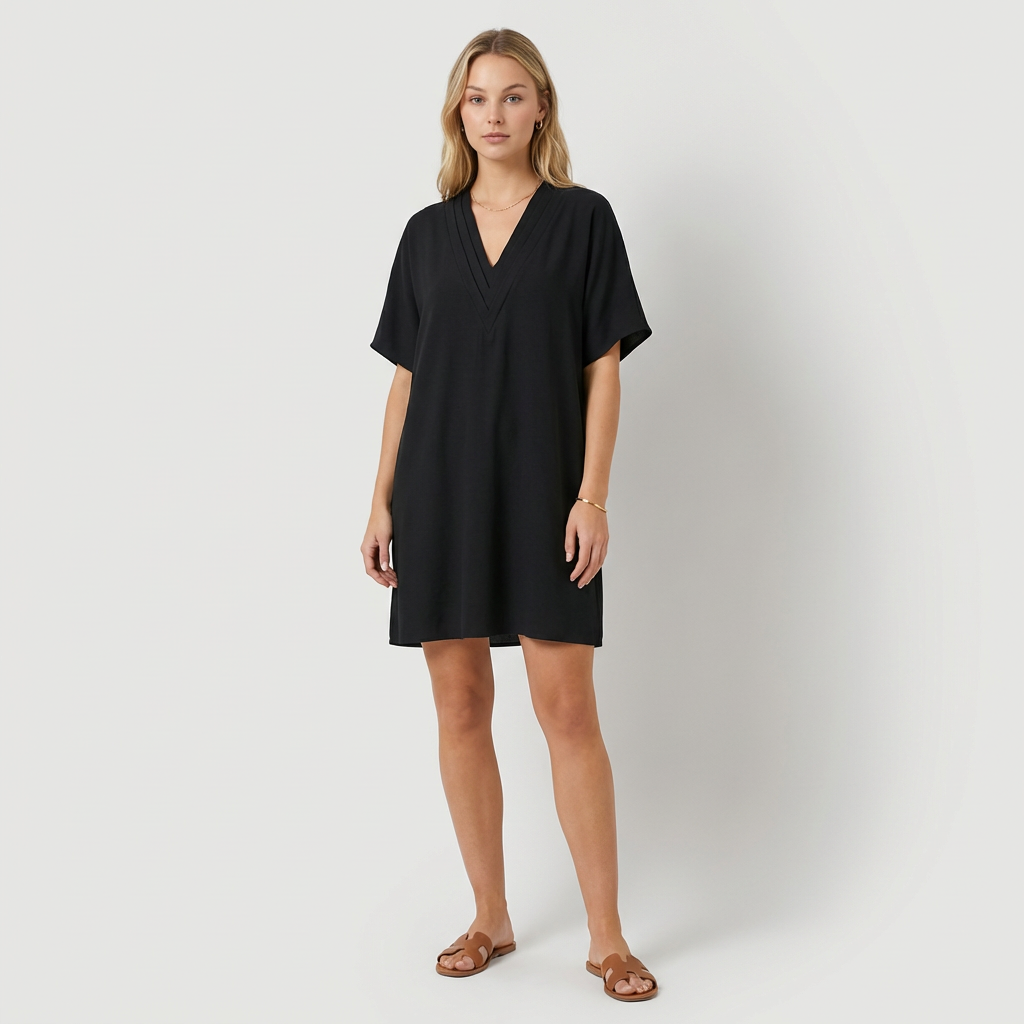 Mirabela Elegante vestido con escote en V drapeado