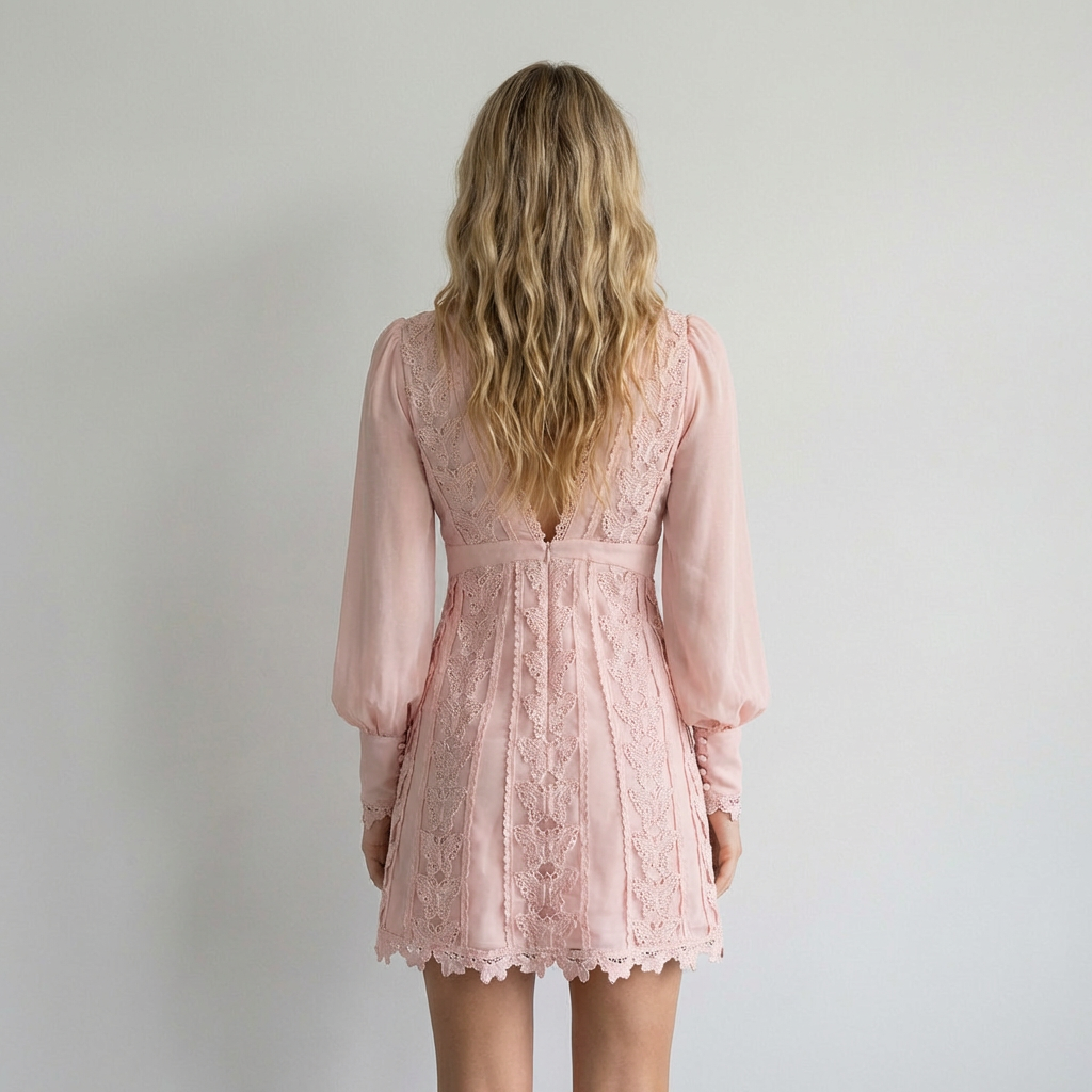 Isabella Vestido Rosa Encaje