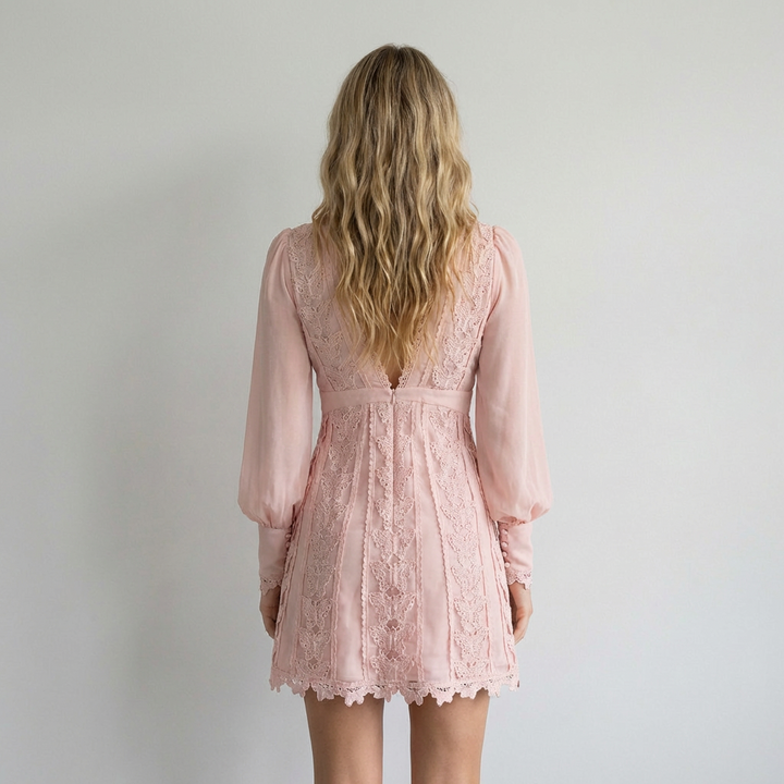 Isabella Vestido Rosa Encaje