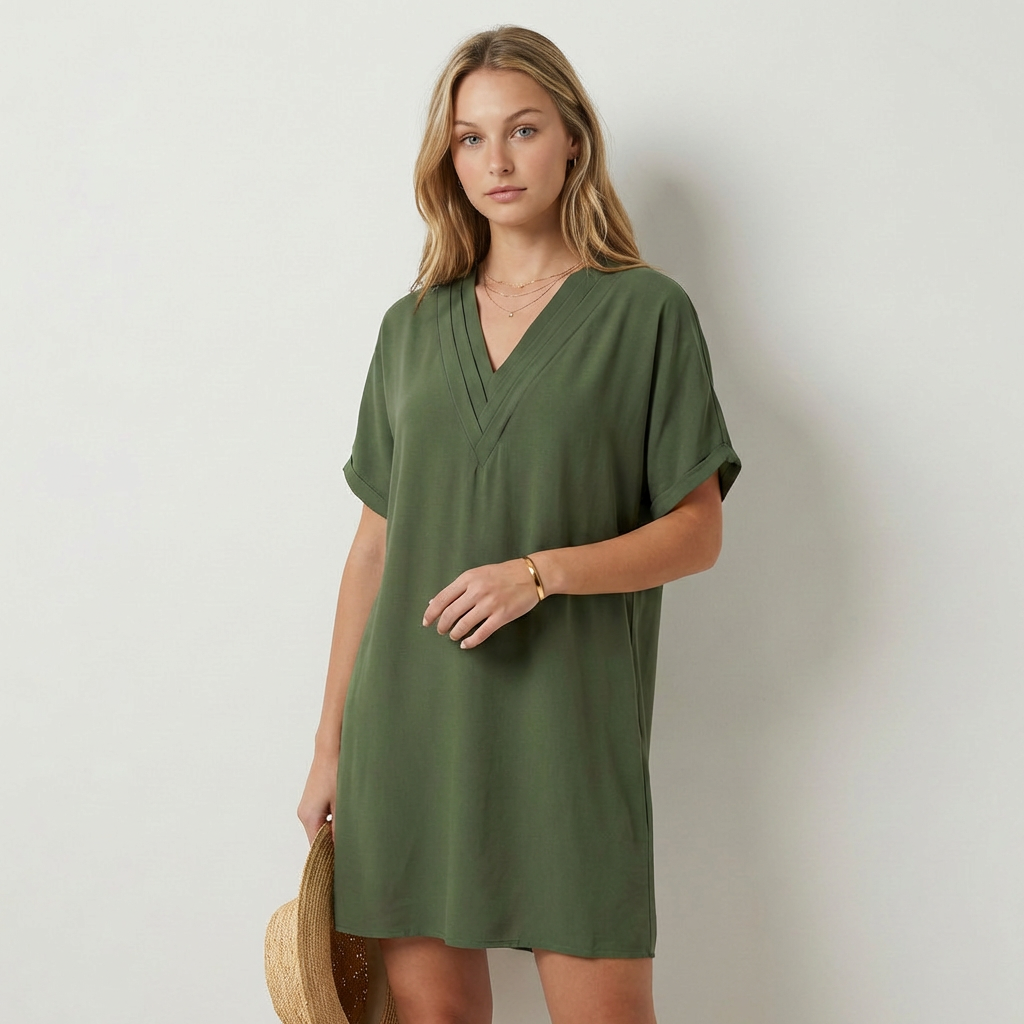 Mirabela Elegante vestido con escote en V drapeado